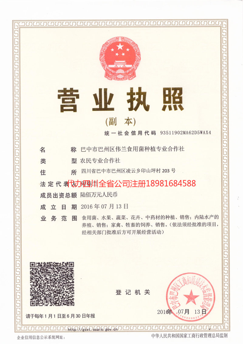 保山保山伟兰食用菌种植专业合作社